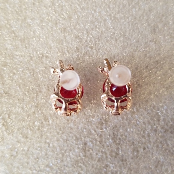 2 FOR 1- Red & white sugarskull earrings - Picture 3 of 4